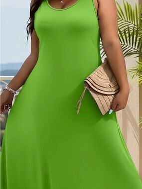 Sleeveless Lime Green Maxi Dress — Lightweight Summer Style